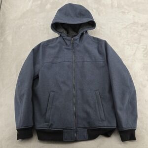Levis Jacket Sherpa Fleece Lined Medium Blue Hooded Zip Parka Warm Outdoor Mens‎